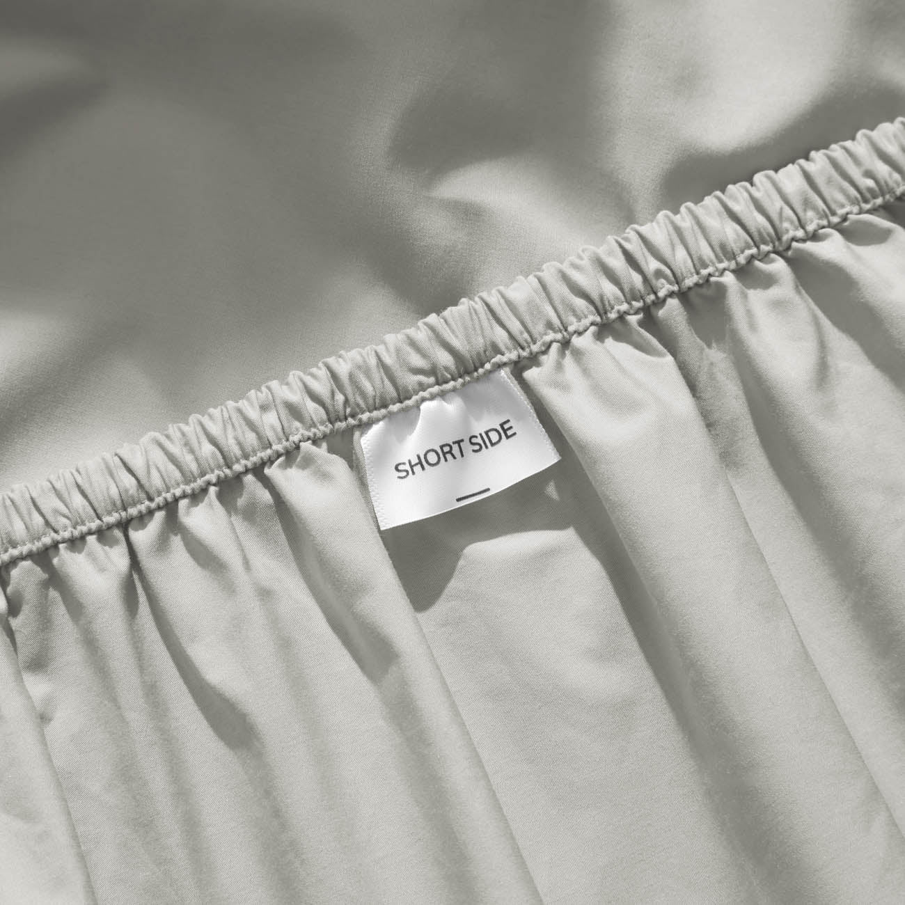 Percale Cloud Grey Fitted Sheet short side