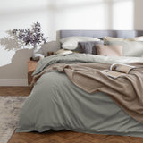 Sateen Cloud Grey Flat Sheet Front View