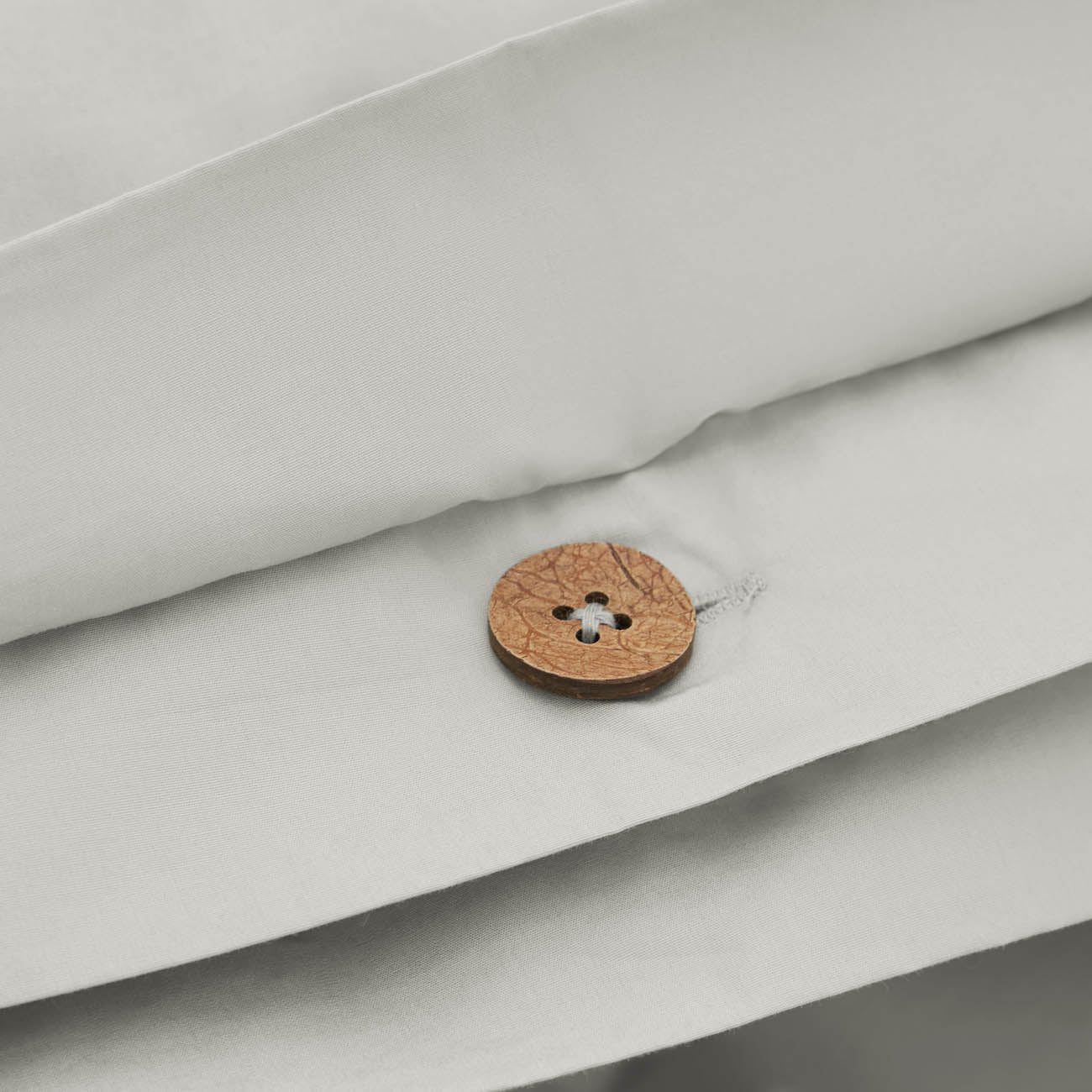 Sateen Cloud Grey Duvet Cover Button