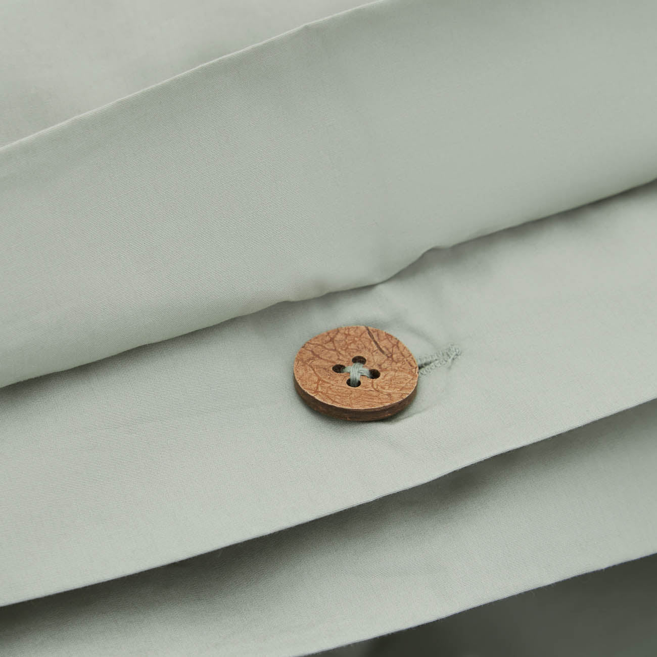 Percale Sage Green Duvet Cover Button