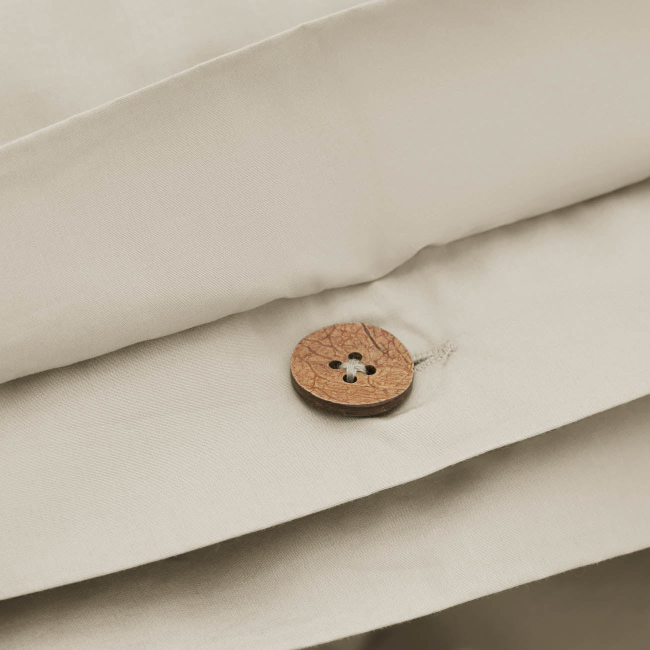 Percale Sand Duvet Cover Button
