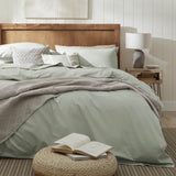 Percale Sage Green Fitted Sheet Set Front View