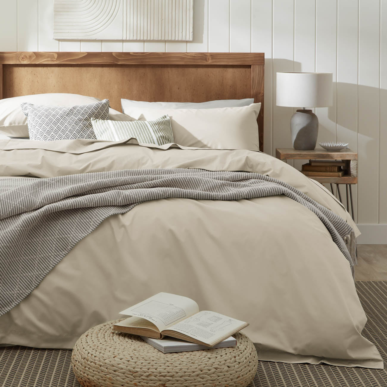 Percale Sand Flat Sheet Front View
