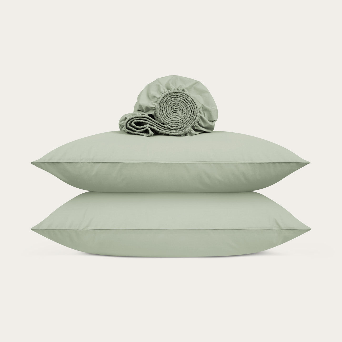 Percale Sage Green Fitted Sheet Set