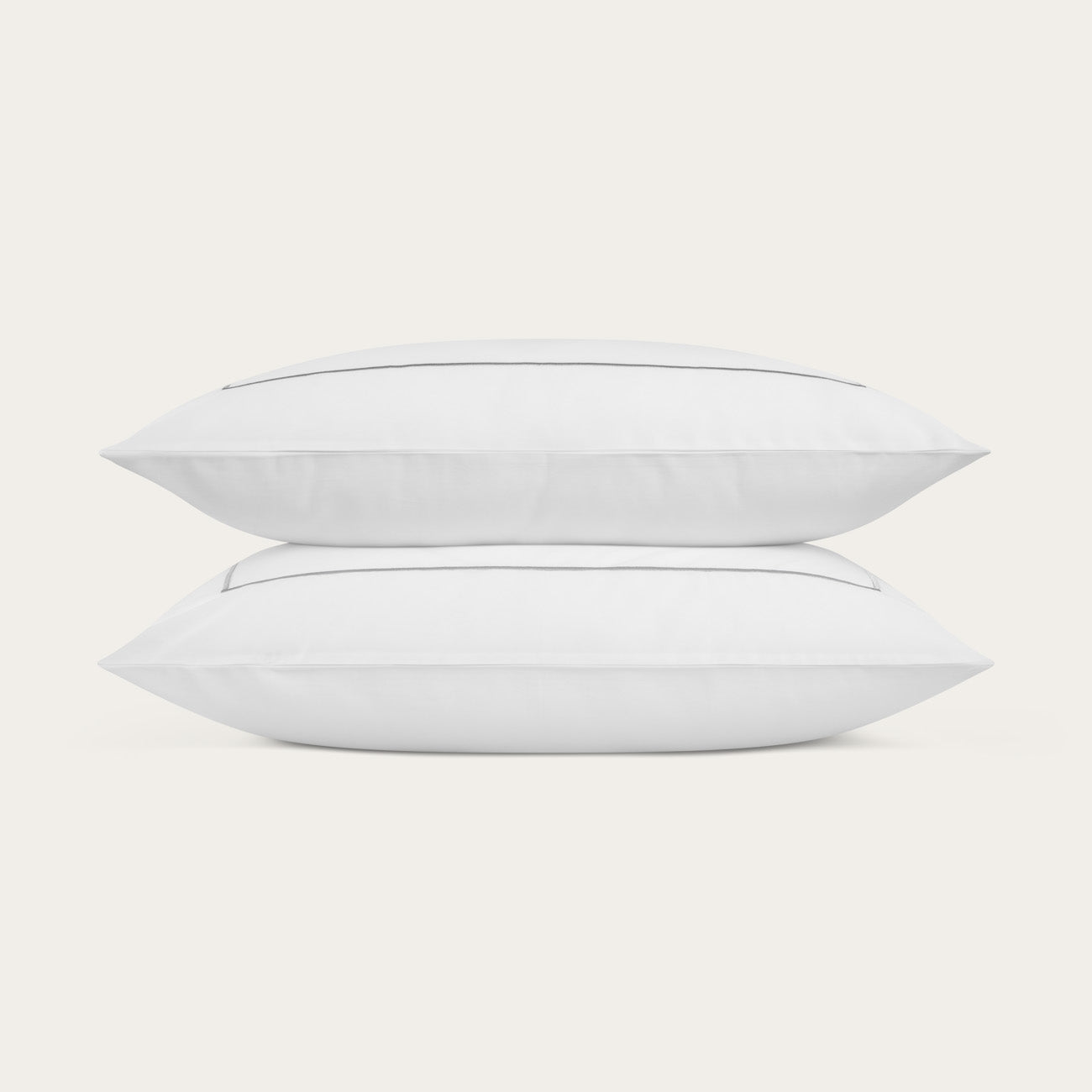Percale White Cord Slate Grey Pillow Case