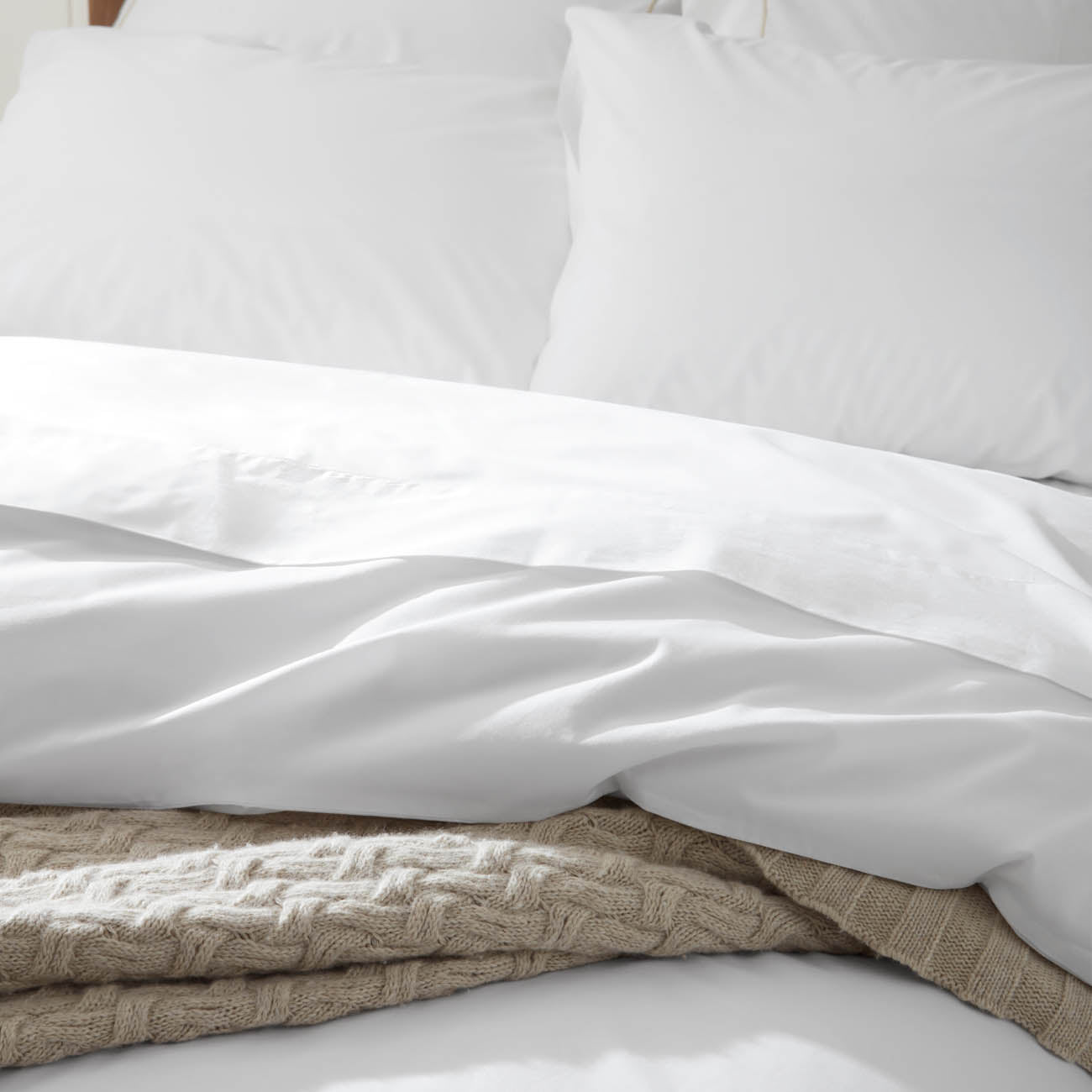 Sateen Snow White Duvet Cover Set Bedding