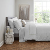 Percale White Cord Beige Duvet Cover Set Side View