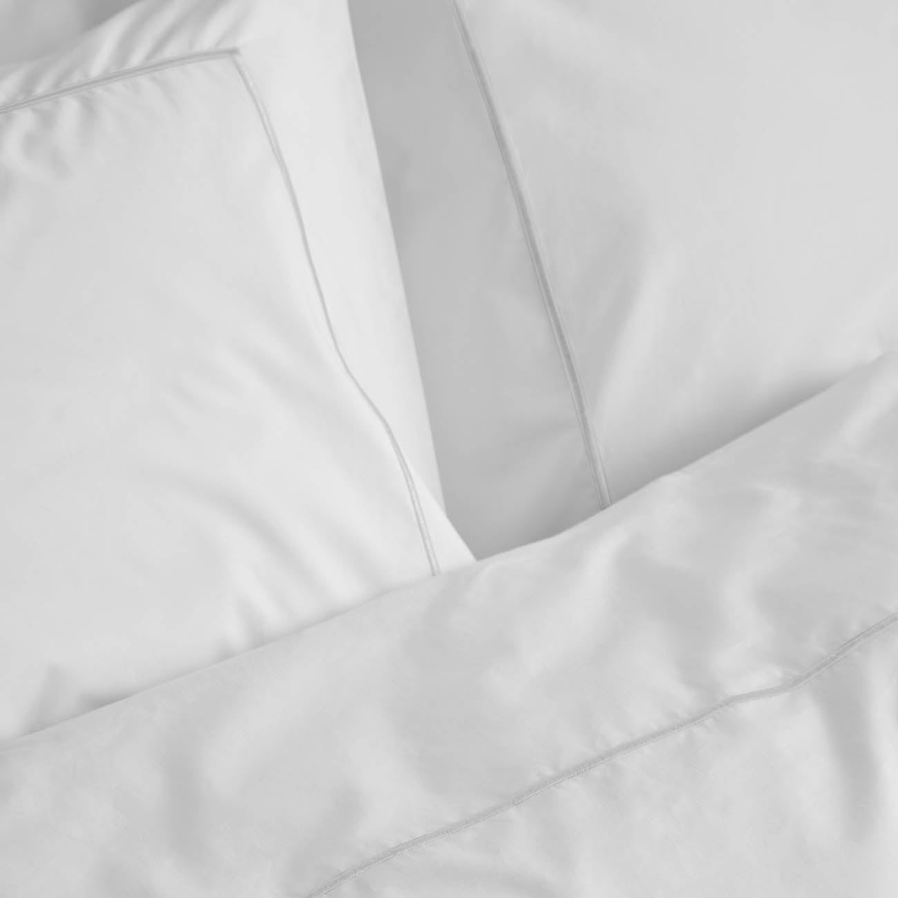 Percale White Cord Slate Grey Pillow Case