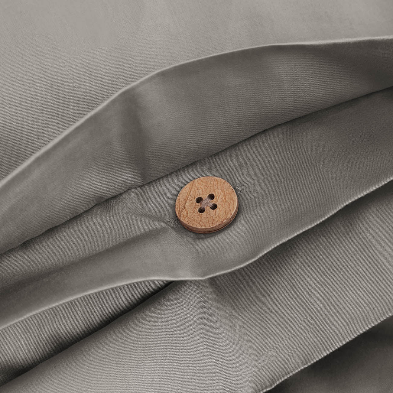 Sateen Charcoal Grey Duvet Cover Button