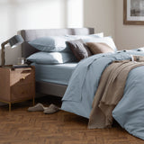 Sateen Ice Blue Duvet Cover Set Side View