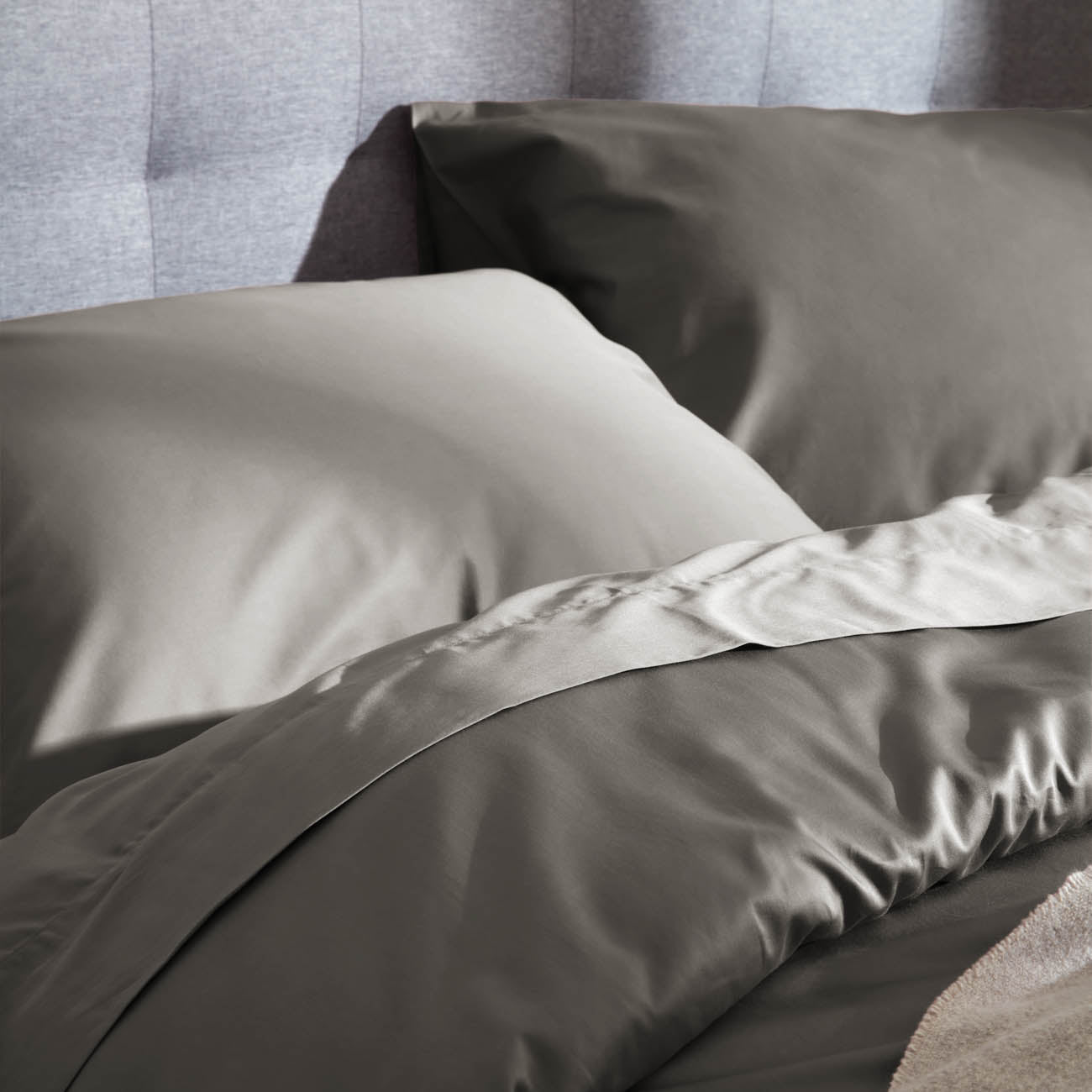 Sateen Charcoal Grey Flat Sheet Bedding