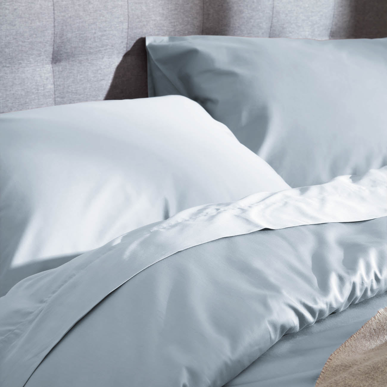 Sateen Ice Blue Pillow Case Bedding
