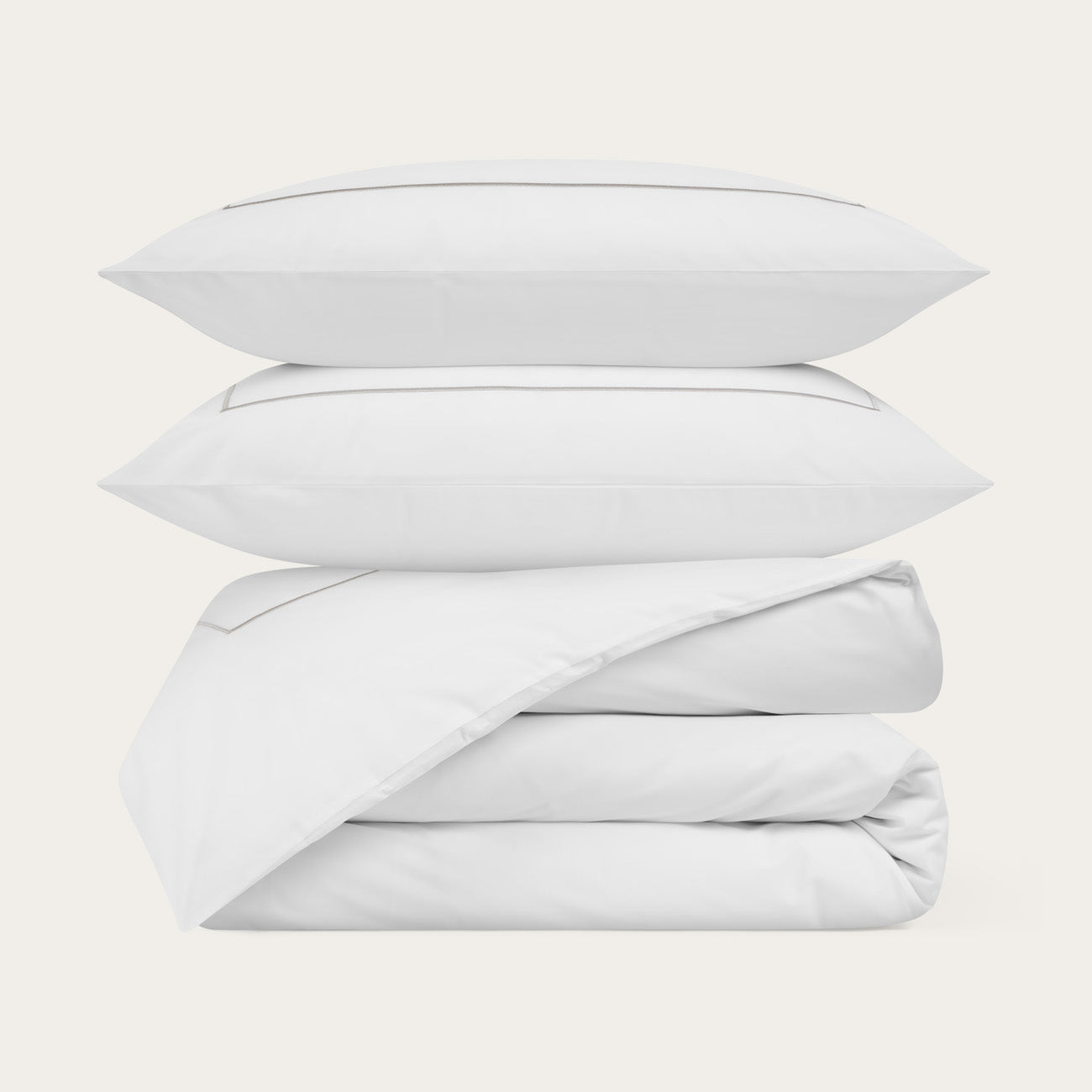 Sateen White Cord Beige Duvet Cover Set