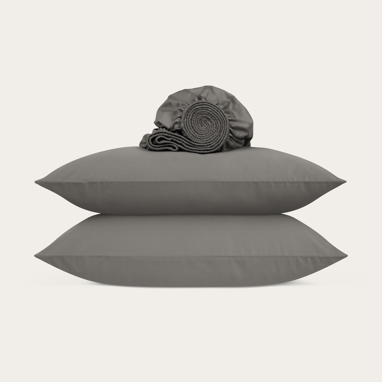 Sateen Charcoal Grey Fitted Sheet Set