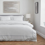 Sateen White Cord Blue Pillow Case Front View