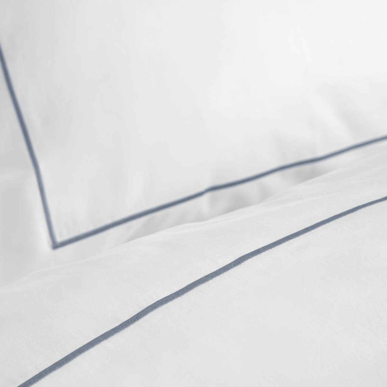 Sateen White Cord Blue Pillow Case
